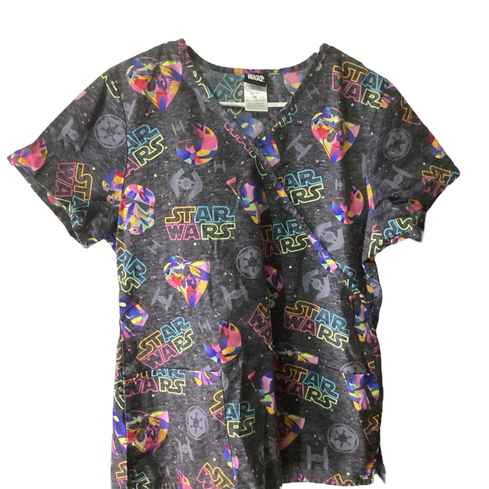 Star Wars Colorful Vader/Mandalorian Storm Trooper Scrub Top